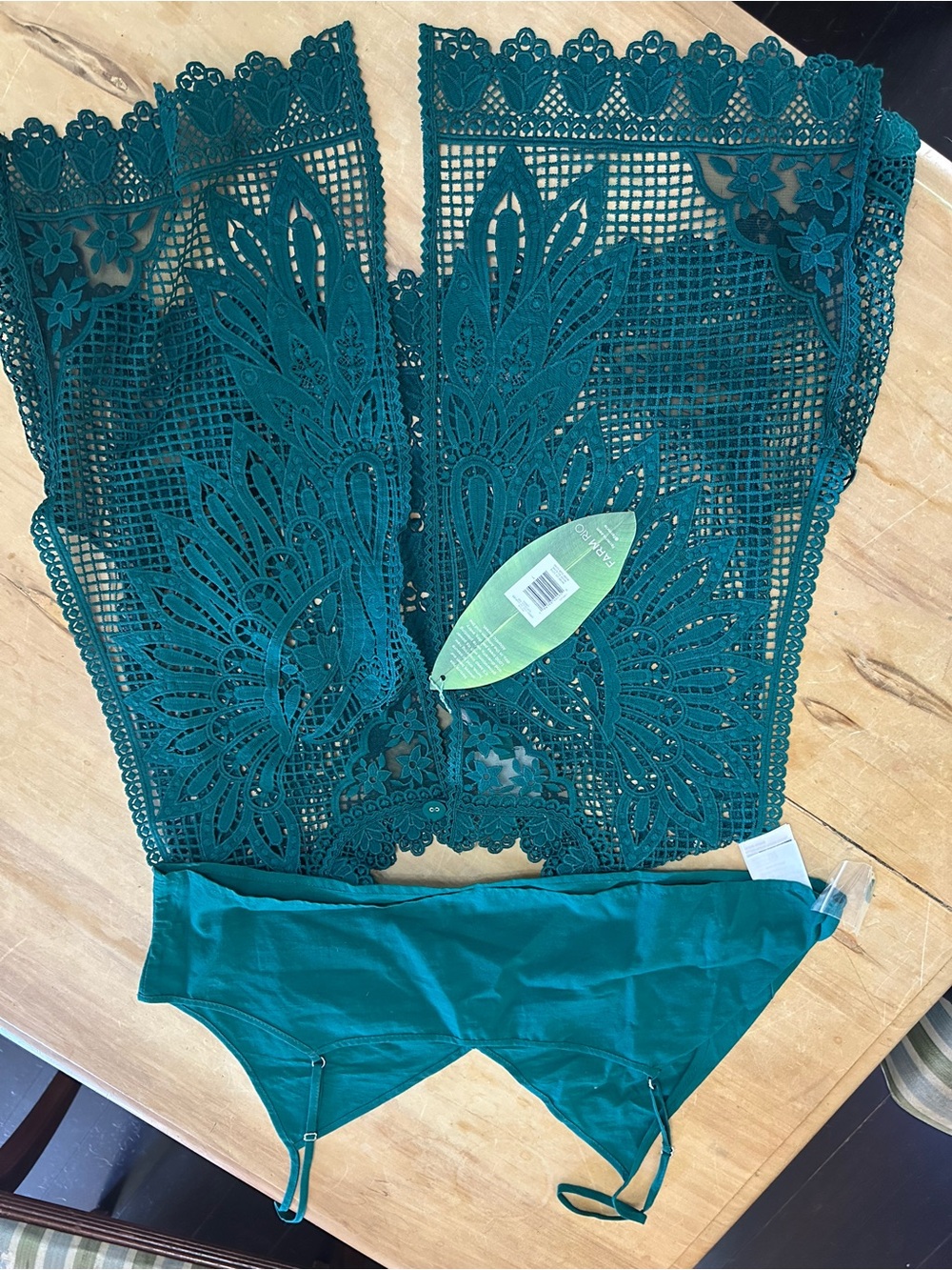 FARM Rio Teal Crochet Midi Skirt and Matching Top Set - Picture 8 of 8